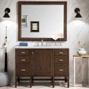 James Martin E444-V48-MCA-3ENC Addison 48 Inch Single Vanity Cabinet with Ethereal Noctis Quartz Top - Mid Century Acacia