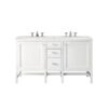 James Martin E444-V60D-GW-3EJP Addison 60 Inch Double Vanity Cabinet in Glossy White with 3 CM Eternal Jasmine Pearl Quartz Top