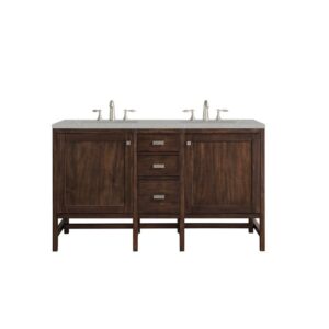 James Martin E444-V60D-MCA-3ESR Addison 60 Inch Double Vanity Cabinet in Mid Century Acacia with 3 CM Eternal Serena Quartz Top