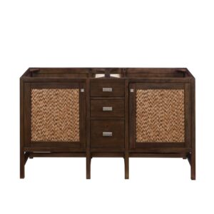 James Martin E444-V60D-MCA Addison 60 Inch Double Vanity Cabinet in Mid Century Acacia