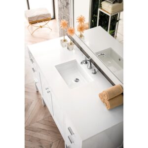 James Martin E444-V60S-3WZ Addison 60 Inch Single Vanity Cabinet with 3cm White Zeus Quartz Top