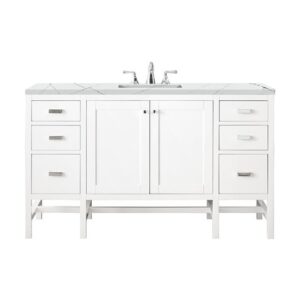 James Martin E444-V60S-GW-3ENC Addison 60 Inch Single Vanity Cabinet with Ethereal Noctis Top - Glossy White