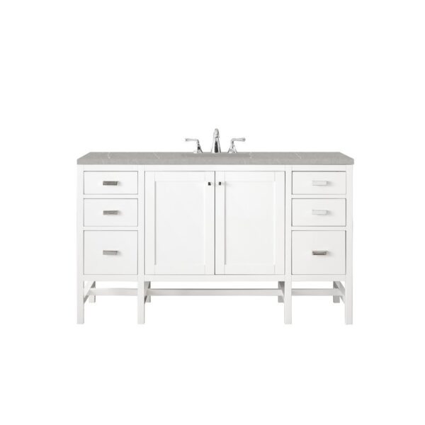 James Martin E444-V60S-GW-3ESR Addison 60 Inch Single Vanity Cabinet in Glossy White with 3 CM Eternal Serena Top