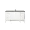 James Martin E444-V60S-GW-3GEX Addison 60 Inch Single Vanity Cabinet in Glossy White with 3 CM Grey Expo Quartz Top