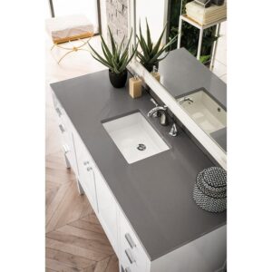 James Martin E444-V60S-GW-3GEX Addison 60 Inch Single Vanity Cabinet in Glossy White with 3 CM Grey Expo Quartz Top