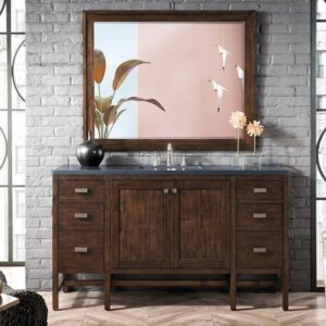 James Martin E444-V60S-MCA-3CSP Addison 60 Inch Single Vanity Cabinet in Mid Century Acacia with 3 cm Charcoal Soapstone Quartz Top with Sink