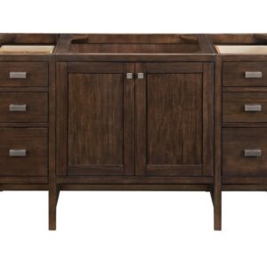 James Martin E444-V60S-MCA-3EJP Addison 60 Inch Single Vanity Cabinet in Mid Century Acacia with 3 cm Eternal Jasmine Pearl Quartz Top with Sink