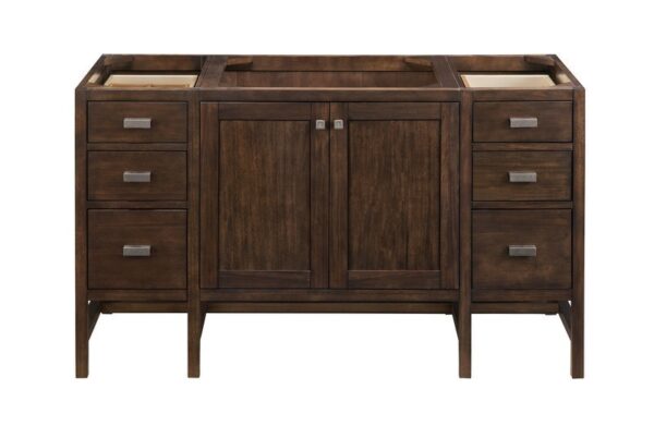 James Martin E444-V60S-MCA-3EJP Addison 60 Inch Single Vanity Cabinet in Mid Century Acacia with 3 cm Eternal Jasmine Pearl Quartz Top with Sink