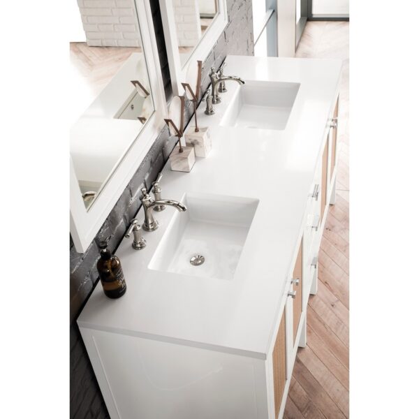 James Martin E444-V72-3WZ Addison 72 Inch Double Vanity Cabinet with 3cm White Zeus Quartz Top