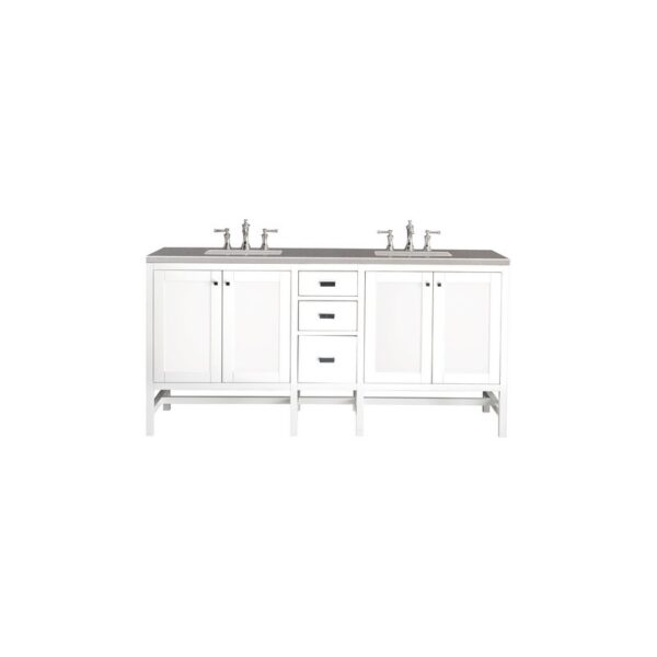 James Martin E444-V72-GW-3GEX Addison 72 Inch Double Vanity Cabinet in Glossy White with 3 CM Grey Expo Quartz Top