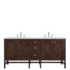 James Martin E444-V72-MCA-3CAR Addison 72 Inch Double Vanity Cabinet in Mid Century Acacia with 3 cm Carrara White Top with Sink