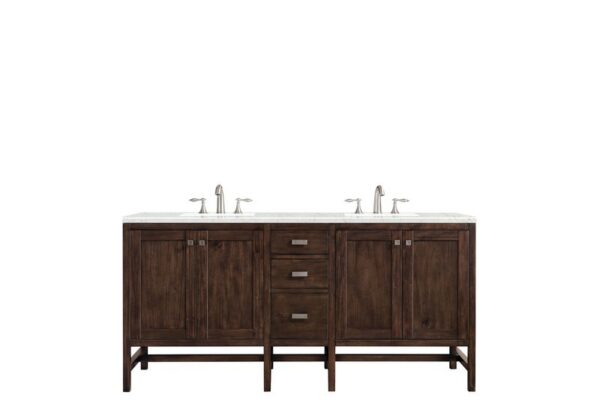 James Martin E444-V72-MCA-3EJP Addison 72 Inch Double Vanity Cabinet in Mid Century Acacia with 3 cm Eternal Jasmine Pearl Quartz Top with Sink