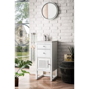 James Martin E645-B15L-GW-3AF Athens 15 Inch Cabinet with Drawers and Door in Glossy White with 3 CM Arctic Fall Solid Surface Top