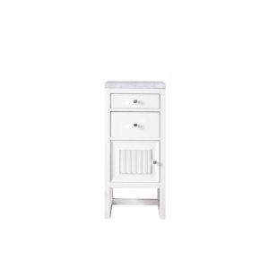 James Martin E645-B15L-GW-3CAR Athens 15 Inch Cabinet with Drawers and Door in Glossy White with 3 CM Carrara Marble Top