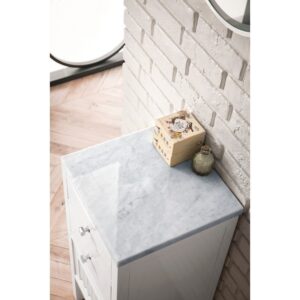 James Martin E645-B15L-GW-3CAR Athens 15 Inch Cabinet with Drawers and Door in Glossy White with 3 CM Carrara Marble Top