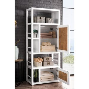 James Martin E645-BLC30-GW Athens 30 Inch Bookcase Linen Cabinet (double-sided) in Glossy White