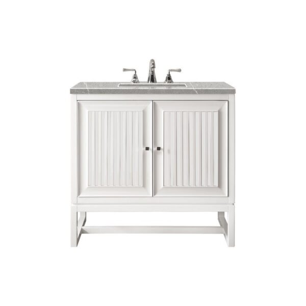 James Martin E645-V30-GW-3ESR Athens 30 Inch Single Vanity Cabinet in Glossy White with 3 CM Eternal Serena Top