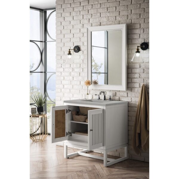 James Martin E645-V30-GW-3ESR Athens 30 Inch Single Vanity Cabinet in Glossy White with 3 CM Eternal Serena Top