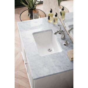 James Martin E645-V36-GW-3CAR Athens 36 Inch Single Vanity Cabinet in Glossy White with 3 CM Carrara White Top