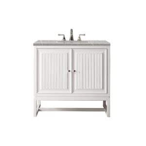 James Martin E645-V36-GW-3ESR Athens 36 Inch Single Vanity Cabinet in Glossy White with 3 CM Eternal Serena Top