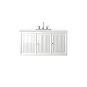 James Martin E645-V48-GW-3WZ Athens 48 Inch Single Vanity Cabinet in Glossy White with 3cm White Zeus Quartz Top