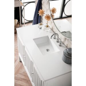 James Martin E645-V48-GW-3WZ Athens 48 Inch Single Vanity Cabinet in Glossy White with 3cm White Zeus Quartz Top