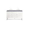 James Martin E645-V60D-GW-3CSP Athens 60 Inch Double Vanity Cabinet in Glossy White with 3 CM Charcoal Soapstone Quartz Top