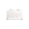 James Martin E645-V60D-GW-3EMR Athens 60 Inch Double Vanity Cabinet in Glossy White with 3 CM Eternal Marfil Top