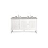 James Martin E645-V60D-GW-3GEX Athens 60 Inch Double Vanity Cabinet in Glossy White with 3 CM Grey Expo Quartz Top