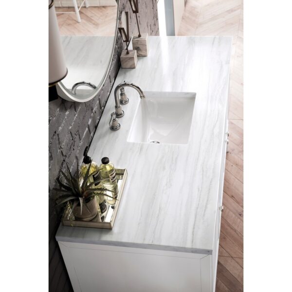 James Martin E645-V60S-GW-3AF Athens 60 Inch Single Vanity Cabinet in Glossy White with 3 CM Arctic Fall Solid Surface Countertop