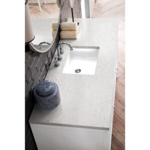 James Martin E645-V60S-GW-3EJP Athens 60 Inch Single Vanity Cabinet in Glossy White with 3 CM Eternal Jasmine Pearl Quartz Top