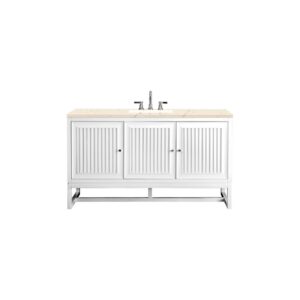 James Martin E645-V60S-GW-3EMR Athens 60 Inch Single Vanity Cabinet in Glossy White with 3 CM Eternal Marfil Top