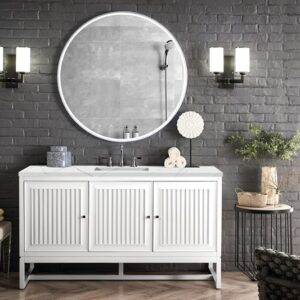 James Martin E645-V60S-GW-3ENC Athens 60 Inch Single Vanity Cabinet with Ethereal Noctis Top - Glossy White