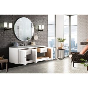 James Martin E645-V60S-GW-3ESR Athens 60 Inch Single Vanity Cabinet in Glossy White with 3 CM Eternal Serena Top