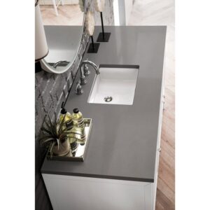 James Martin E645-V60S-GW-3GEX Athens 60 Inch Single Vanity Cabinet in Glossy White with 3 CM Grey Expo Quartz Top