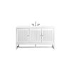 James Martin E645-V60S-GW-3WZ Athens 60 Inch Single Vanity Cabinet in Glossy White with 3cm White Zeus Quartz Top