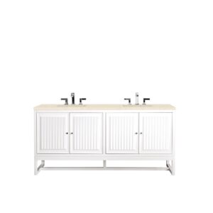 James Martin E645-V72-GW-3EMR Athens 72 Inch Double Vanity Cabinet in Glossy White with 3 CM Eternal Marfil Top