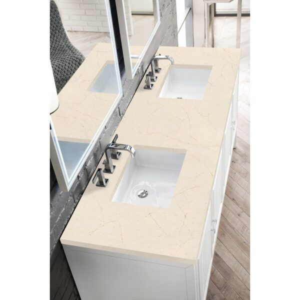 James Martin E645-V72-GW-3EMR Athens 72 Inch Double Vanity Cabinet in Glossy White with 3 CM Eternal Marfil Top