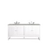 James Martin E645-V72-GW-3ESR Athens 72 Inch Double Vanity Cabinet in Glossy White with 3 CM Eternal Serena Top