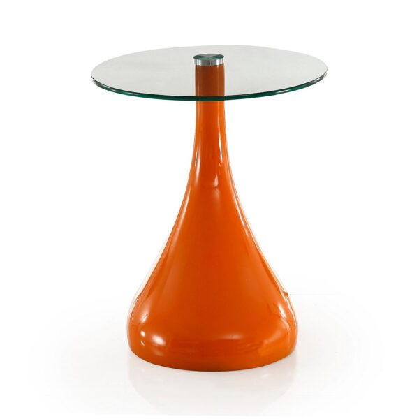 Manhattan Comfort Lava 19.7 in. Orange Glass Top Accent Table