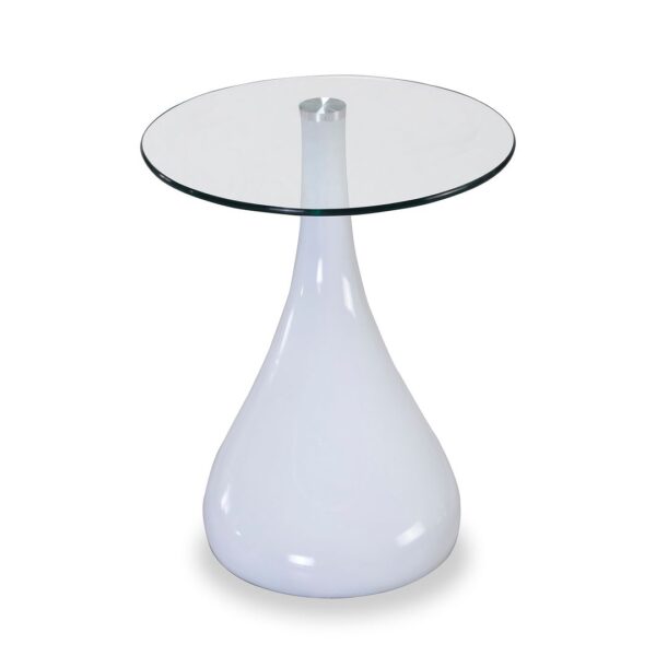 Manhattan Comfort Lava 19.7 in. White Glass Top Accent Table