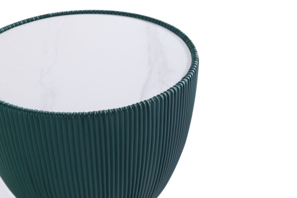 Manhattan Comfort Modern Anderson End Table 2.0 Upholstered in Green Leatherette with Ceramic Faux Marble Tabletop