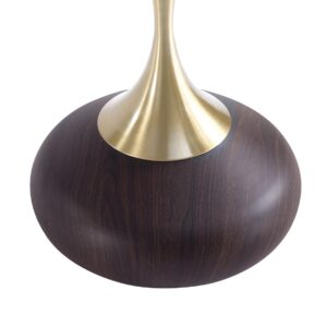 Manhattan Comfort Modern Patchin End Table with Round Metal Base in Brown Wood with Gold Tabletop