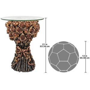 Design Toscano EU9358 18 Inch Table of Roses Glass Topped Table