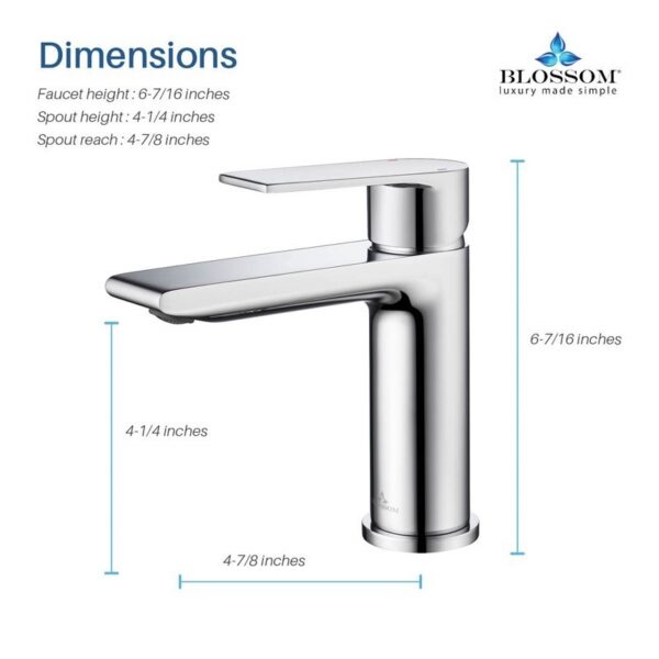 Blossom F01 102 6 1/2 Inch Single Handle Bathroom Faucet