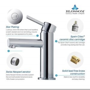 Blossom F01 116 6 7/8 Inch Single Handle Bathroom Faucet