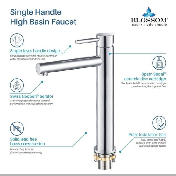 Blossom F01 117 11 7/8 Inch Single Handle Bathroom Faucet