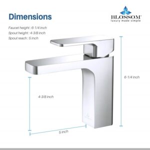 Blossom F01 118 6 1/4 Inch Single Handle Bathroom Faucet