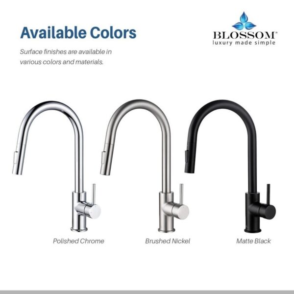 Blossom F01 206 16 1/2 Inch Single Handle Pull Down Kitchen Faucet