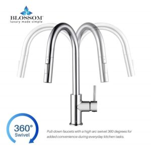 Blossom F01 206 16 1/2 Inch Single Handle Pull Down Kitchen Faucet